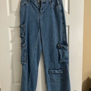 PacSun Light Blue Straight Leg Cargo Jeans